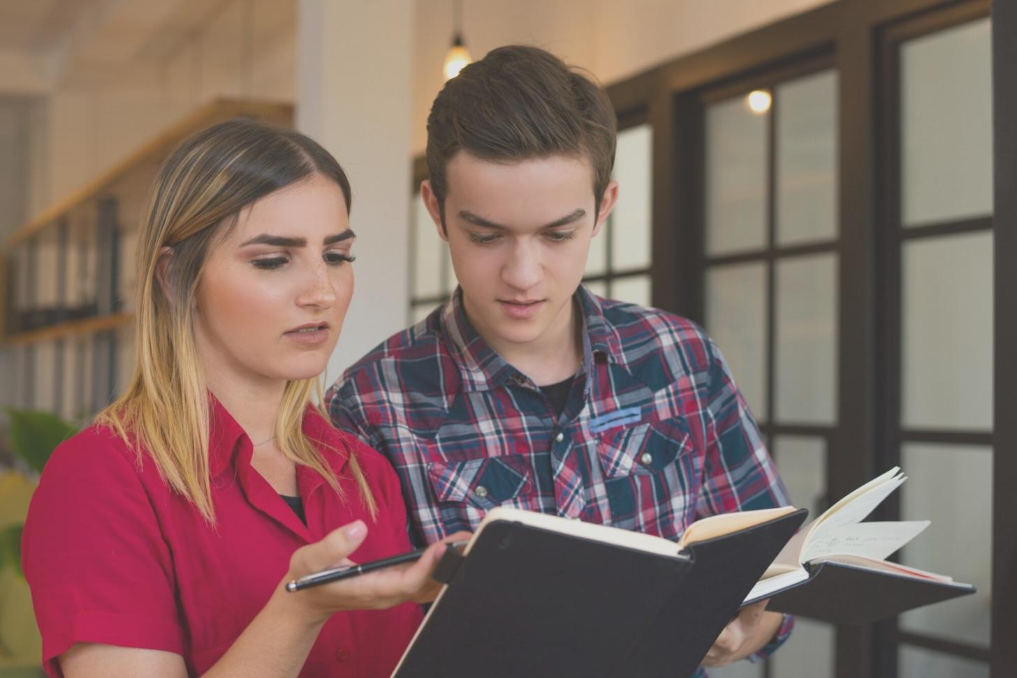 Financial planning workspace with documents and charts